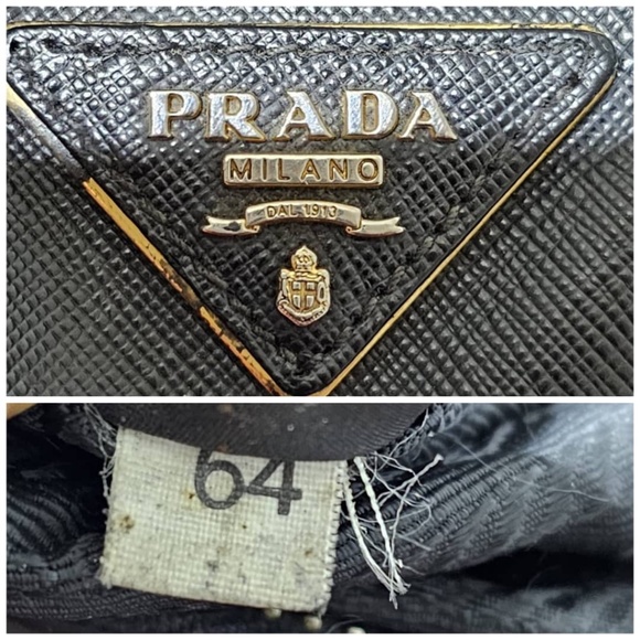 Authentic Prada Saffiano Lux Leather Middle Zip Tote Bag Black - Picture 10 of 14
